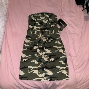 New Camo Belted Mini Dress